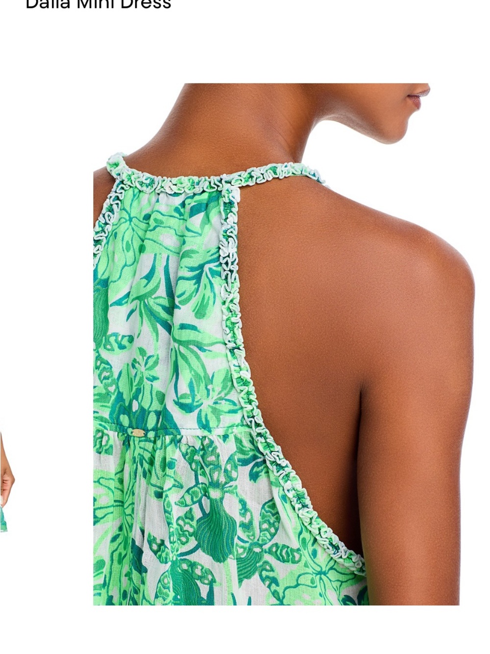 Poupette St. Barth Green Tropical Leaf Halter Mini Dress - Picture 4 of 5